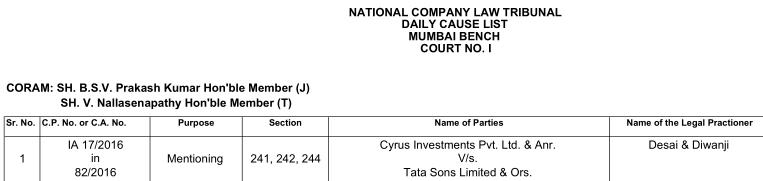 Today's NCLT causelist