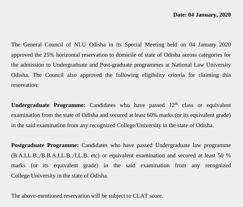 NLU Odisha also goes horizontal reservations way
