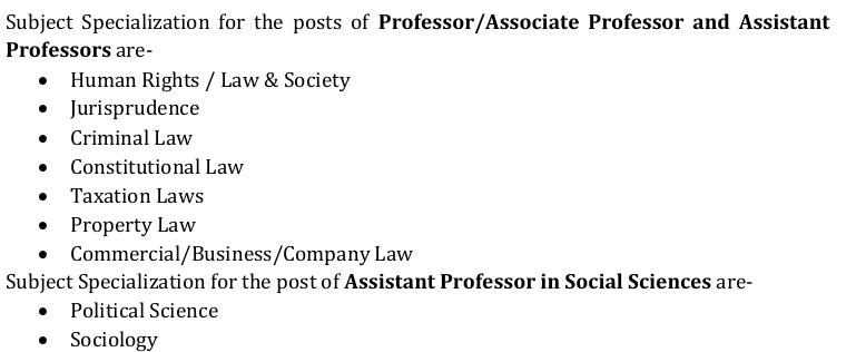 Law specialisations of new wanted profs: HR, law society, jurisprudence, crim, consti, property, commercial