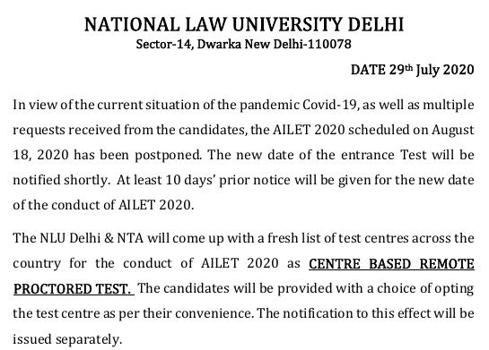 NLU Delhi goes for centre based remote proctored test