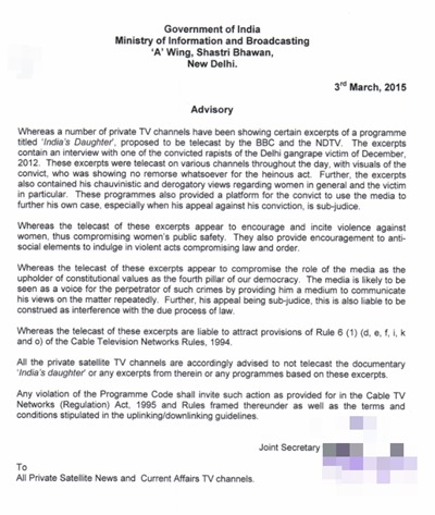 Read government’s toothy advisory letter to TV channels ...