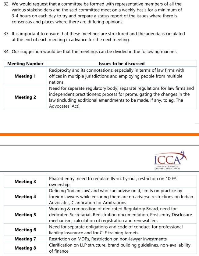 ICCA proposal of a 8-week, 8-meeting roadmap to hammer out liberalisation