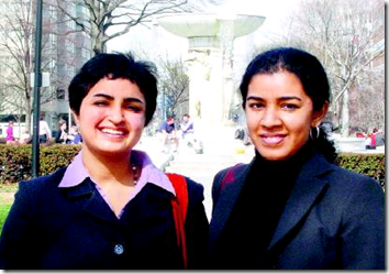 Sapna Khajuria (left) with fellow mooter Priya Pillai