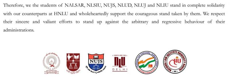 NLUs unite behind HNLU students