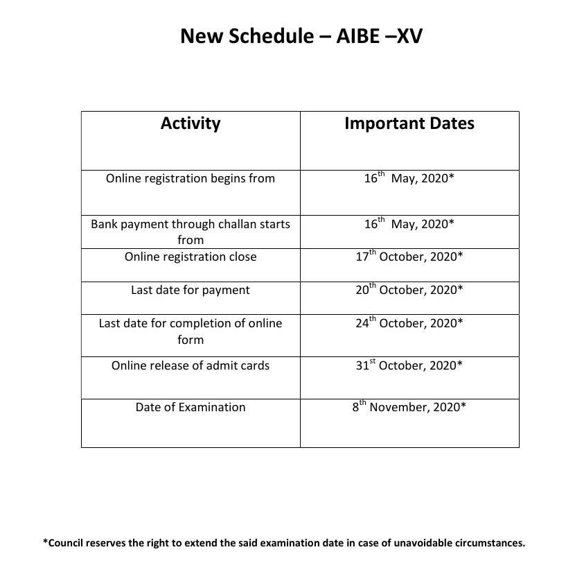 New AIBE schedule