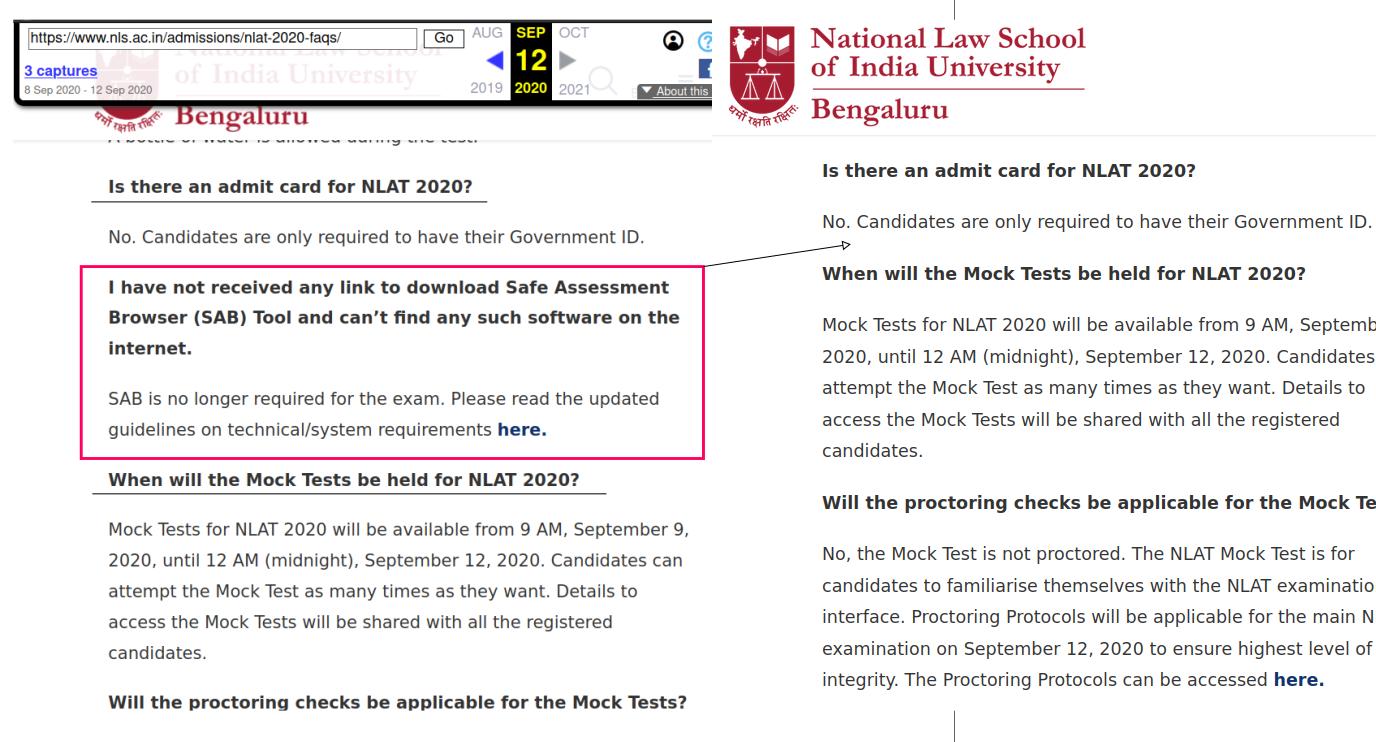 NLAT FAQs were furtively amended today, removing mention of the SAB Tool anti-cheating software that had been dropped
