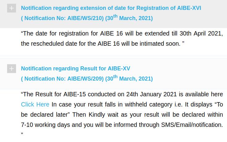 Postponed AIBE 16